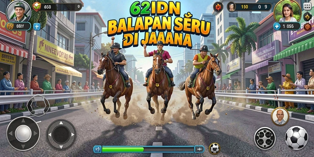 Screenshot gameplay balapan di 62IDN dengan mobil yang melaju kencang.