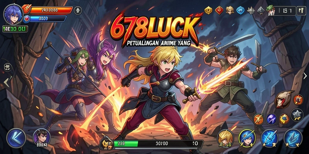 Screenshot utama 678LUCK menampilkan karakter anime dan pertarungan yang mendebarkan.