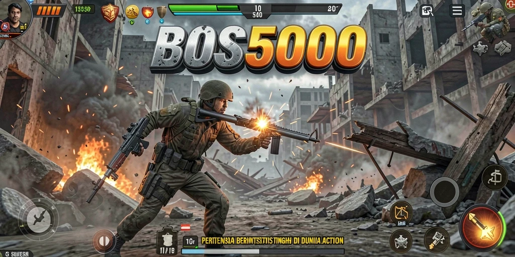 Tampilan seru gameplay BOS5000 dalam aksi pertempuran.
