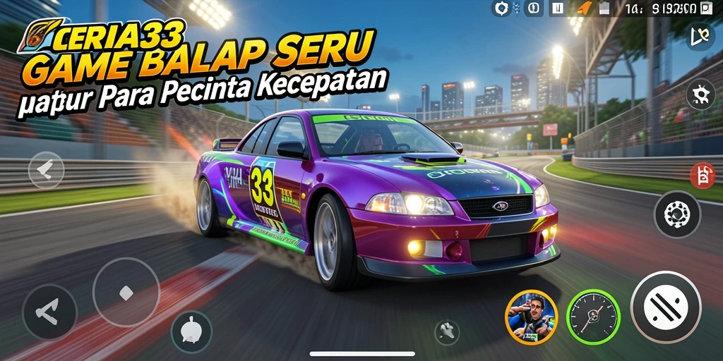 Tampilan seru gameplay Racing di CERIA33 dengan balapan yang menegangkan.