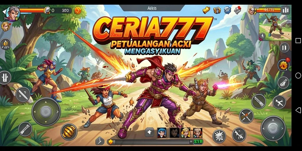 Screenshot utama menunjukkan aksi seru dari game CERIA777.