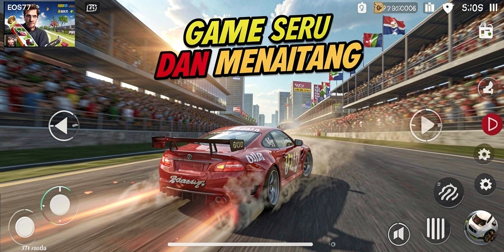 Tampilan gameplay balapan seru dengan grafis yang memukau.