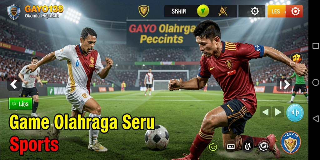 Screenshot GAYO138 menampilkan aksi seru di lapangan olahraga.