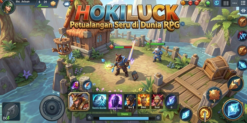 Screenshot HOKILUCK menampilkan momen menegangkan dalam pertarungan RPG.