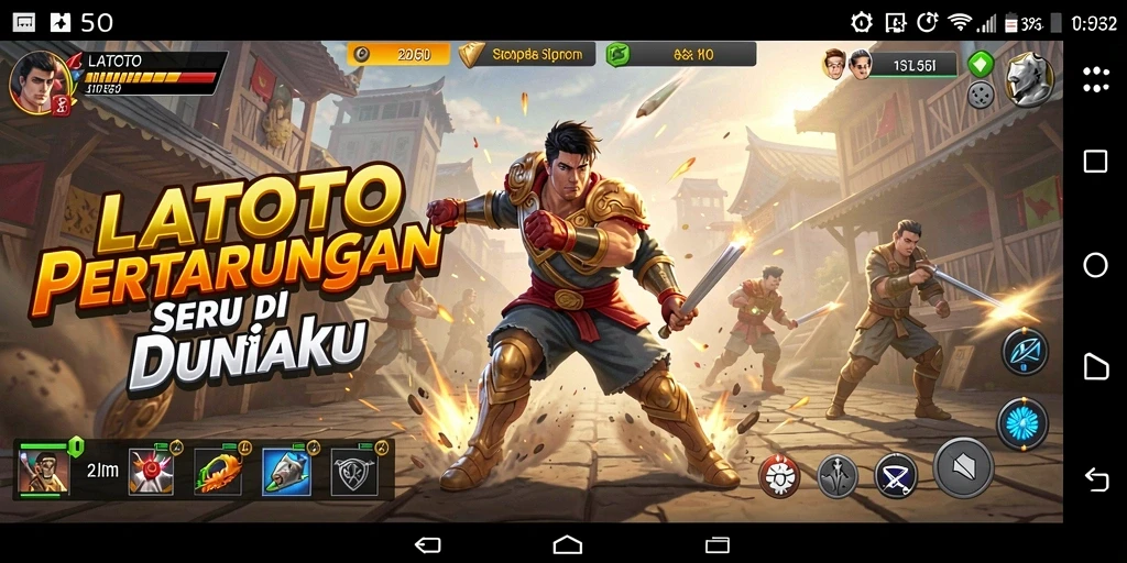 Gameplay LATOTO menampilkan pertarungan karakter yang intens dan mendebarkan.