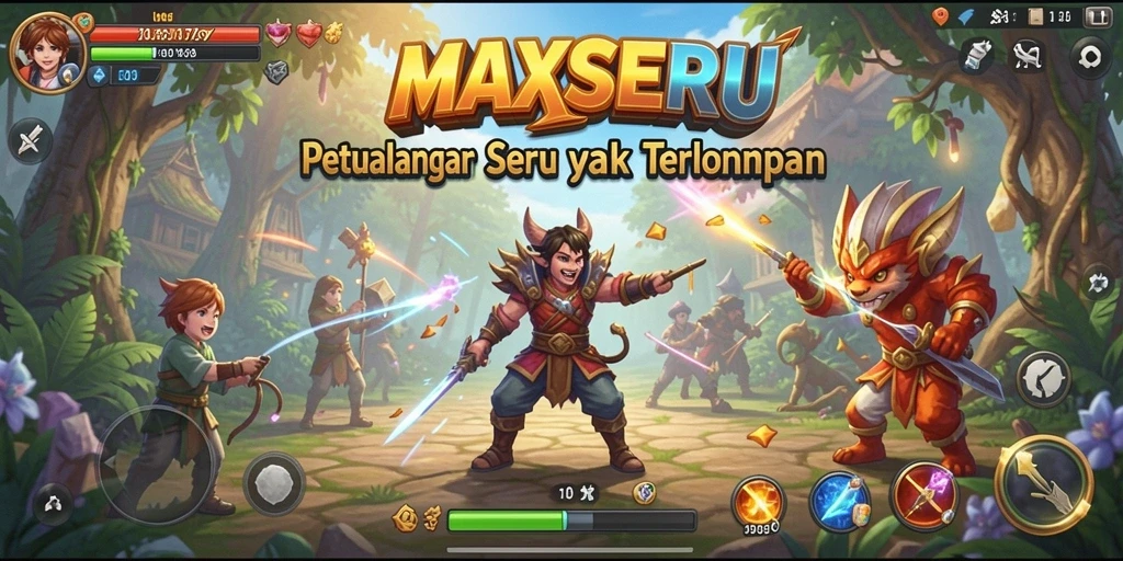 Tangkapan layar gameplay <strong>MAXSERU</strong> menunjukkan aksi mendebarkan dalam petualangan.