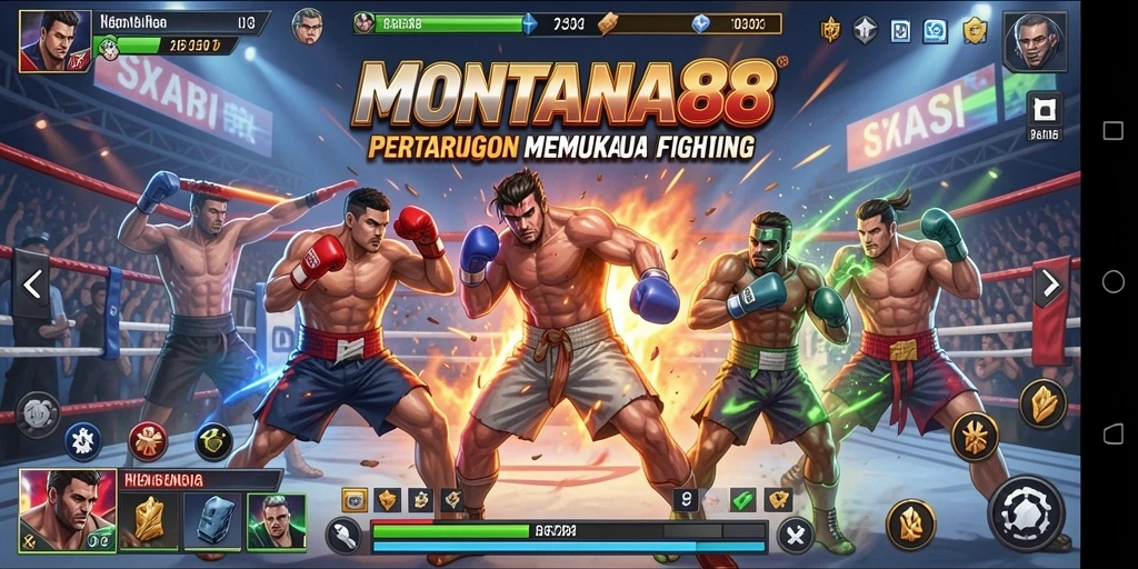 Tampilan gameplay seru di arena pertarungan MONTANA88.