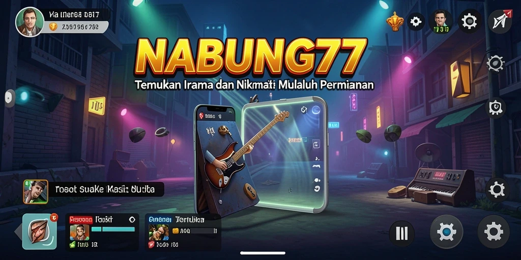 Tampilan gameplay NABUNG77 dengan berbagai pilihan lagu musik.