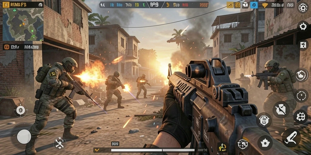 Tampilan gameplay intens dengan aksi tembak-menembak yang mendebarkan.