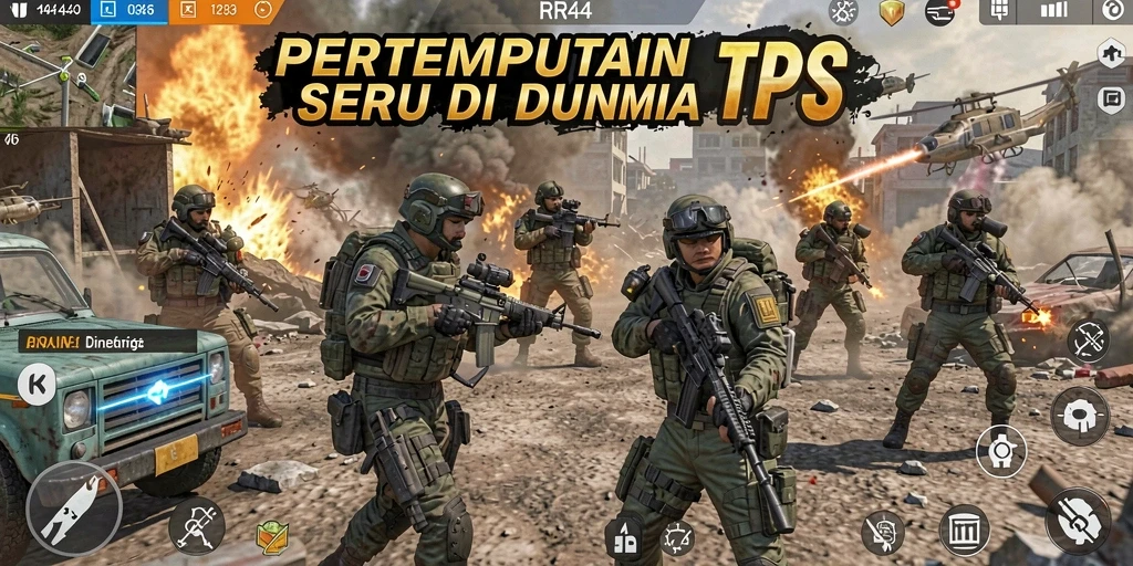 Gameplay RR44 menampilkan aksi tembak-menembak yang mendebarkan.