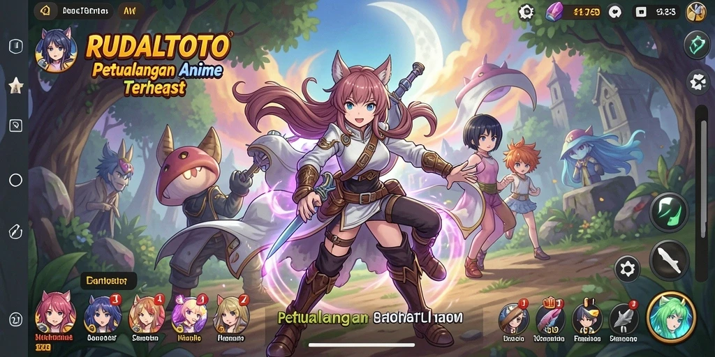 Screenshot gameplay RUDALTOTO menampilkan karakter anime dalam aksi.