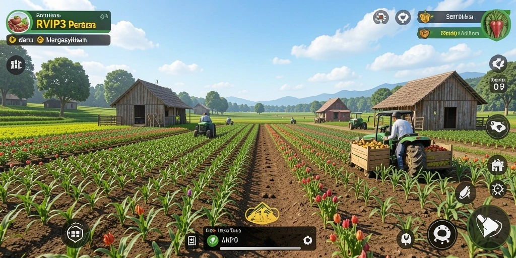 Tampilan gameplay <strong>RVIP3</strong> yang memukau dalam dunia pertanian.