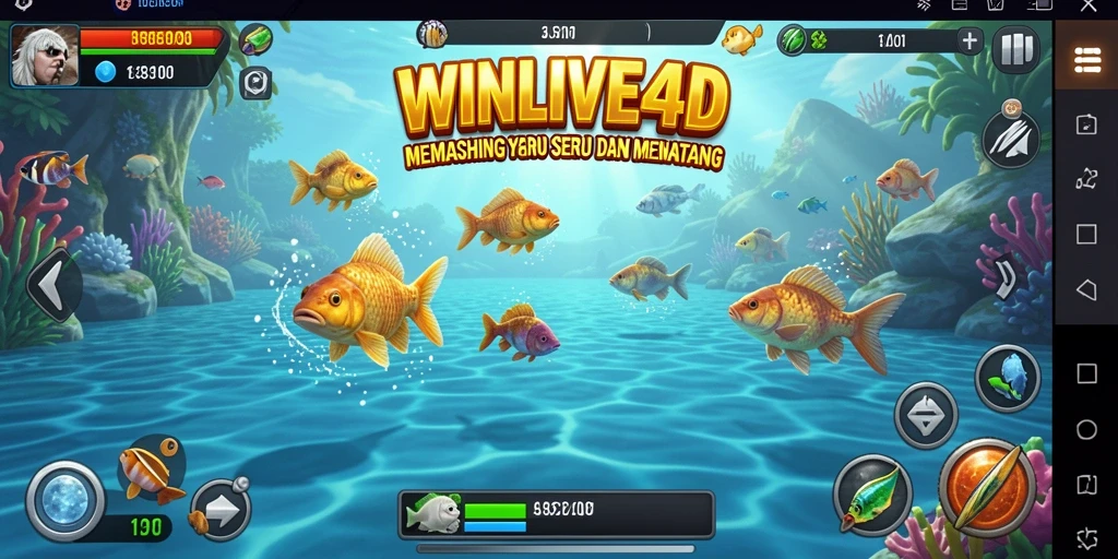 Tampilan gameplay <strong>WINLIVE4D</strong> saat menangkap ikan yang memukau.