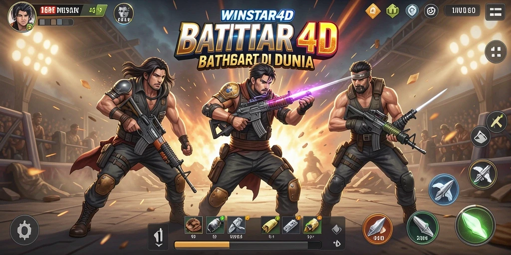 Screenshot gameplay WINSTAR4D yang menampilkan aksi seru di medan perang.