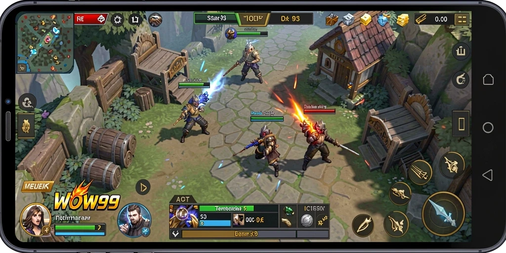 Tampilan gameplay menarik saat pertempuran strategis di WOW99.